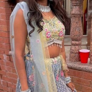Floral Embroidered Lehenga with Dupatta